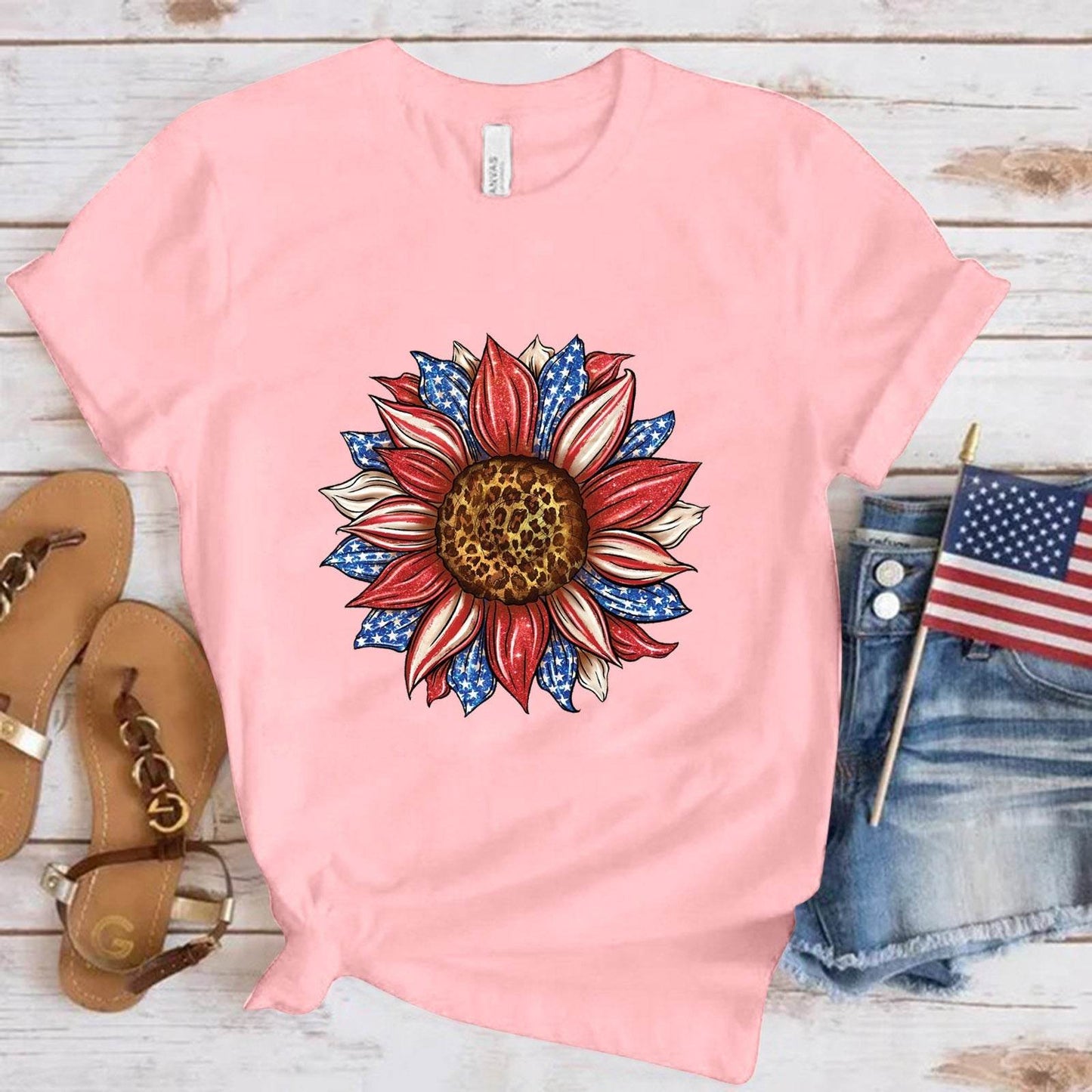 Americana Sunflower Short Sleeve T-shirt - Unisex - Concordia Style Boutique