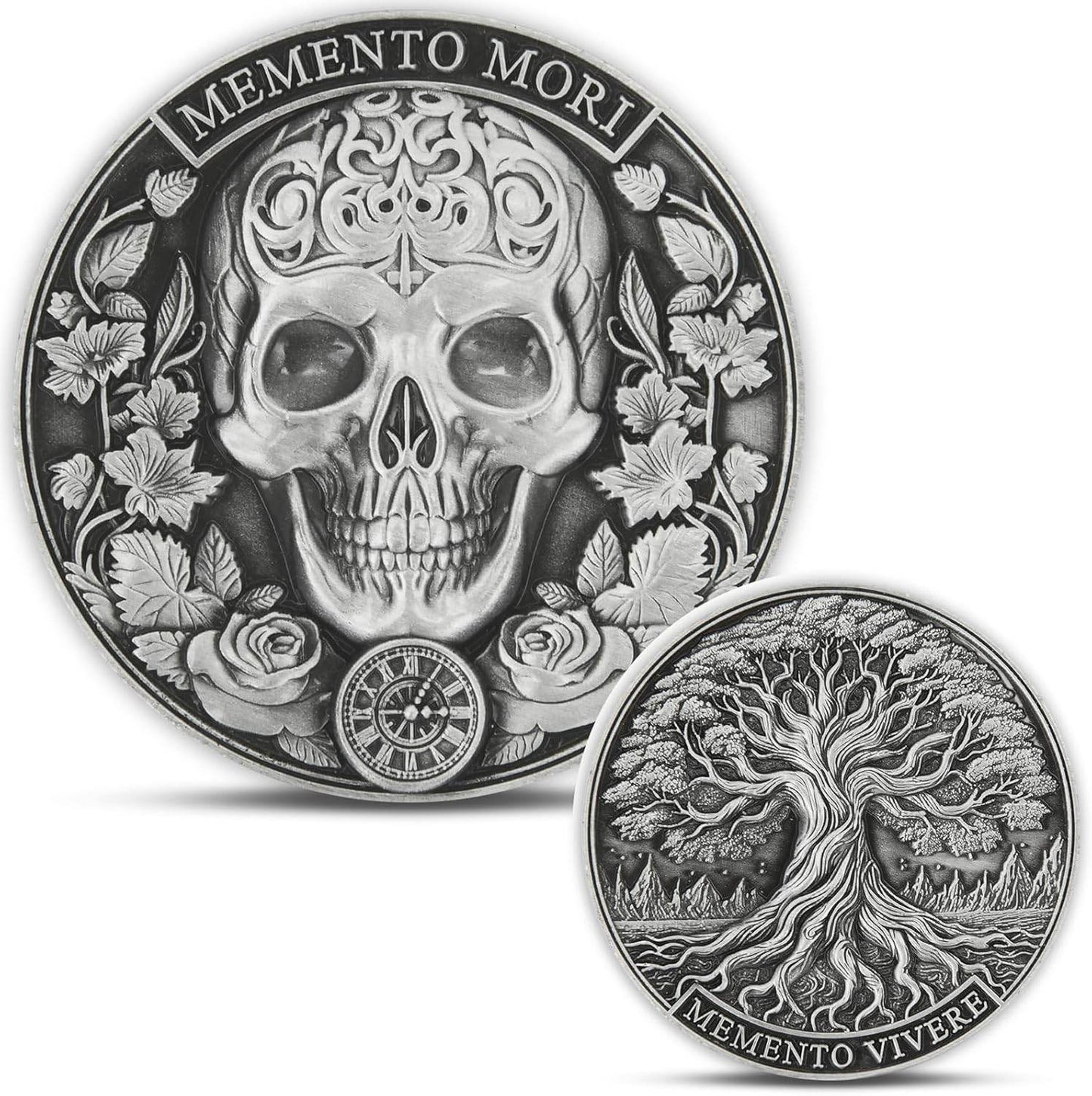 Memento Mori Coin - Skull & Tree of Life Design (Single Coin) - Concordia Style Boutique