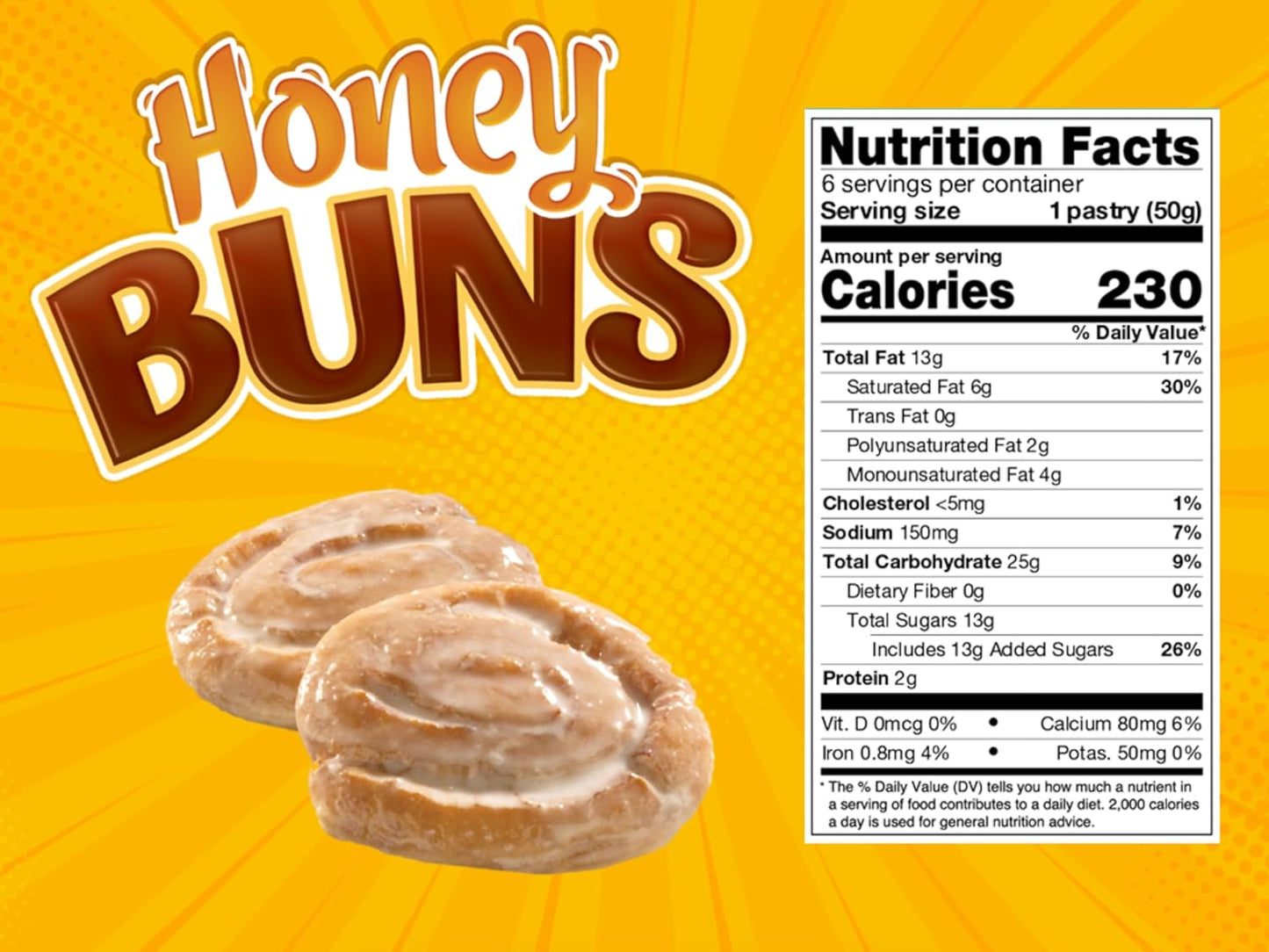 Little Debbie Honey Buns, 6 Individually Wrapped Pastries, 10.6 OZ Box - Concordia Style Boutique