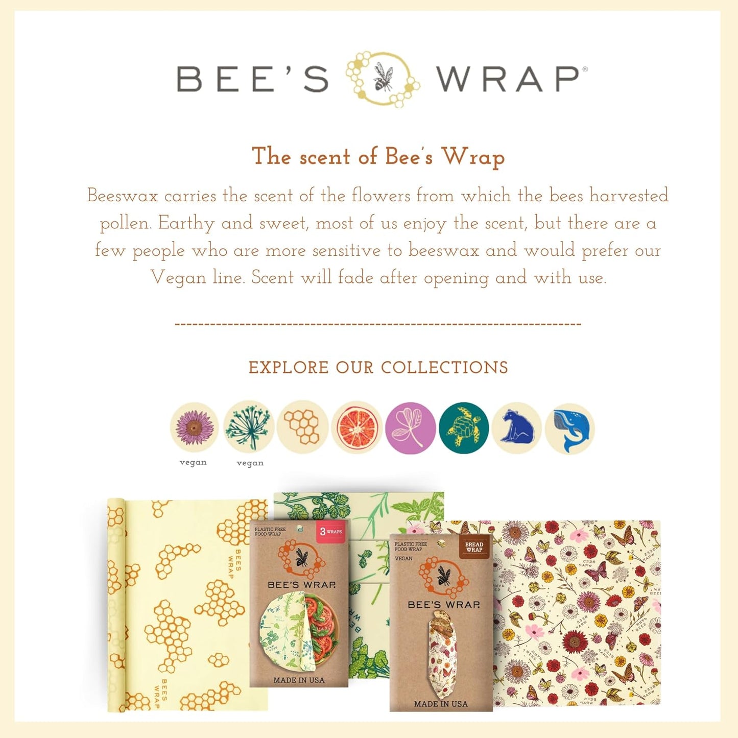 Bee's Wrap Reusable Beeswax Food Wraps - Made in the USA - Eco Friendly Beeswax Wraps for Food - Sustainable - Concordia Style Boutique
