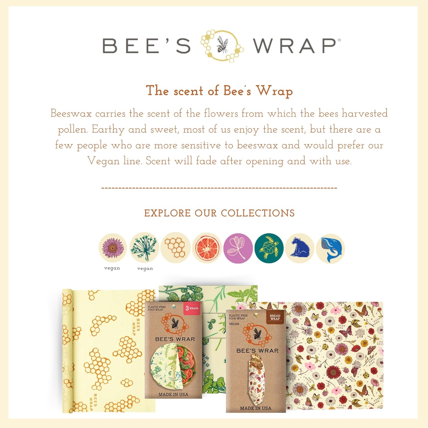 Bee's Wrap Reusable Beeswax Food Wraps - Made in the USA - Eco Friendly Beeswax Wraps for Food - Sustainable - Concordia Style Boutique