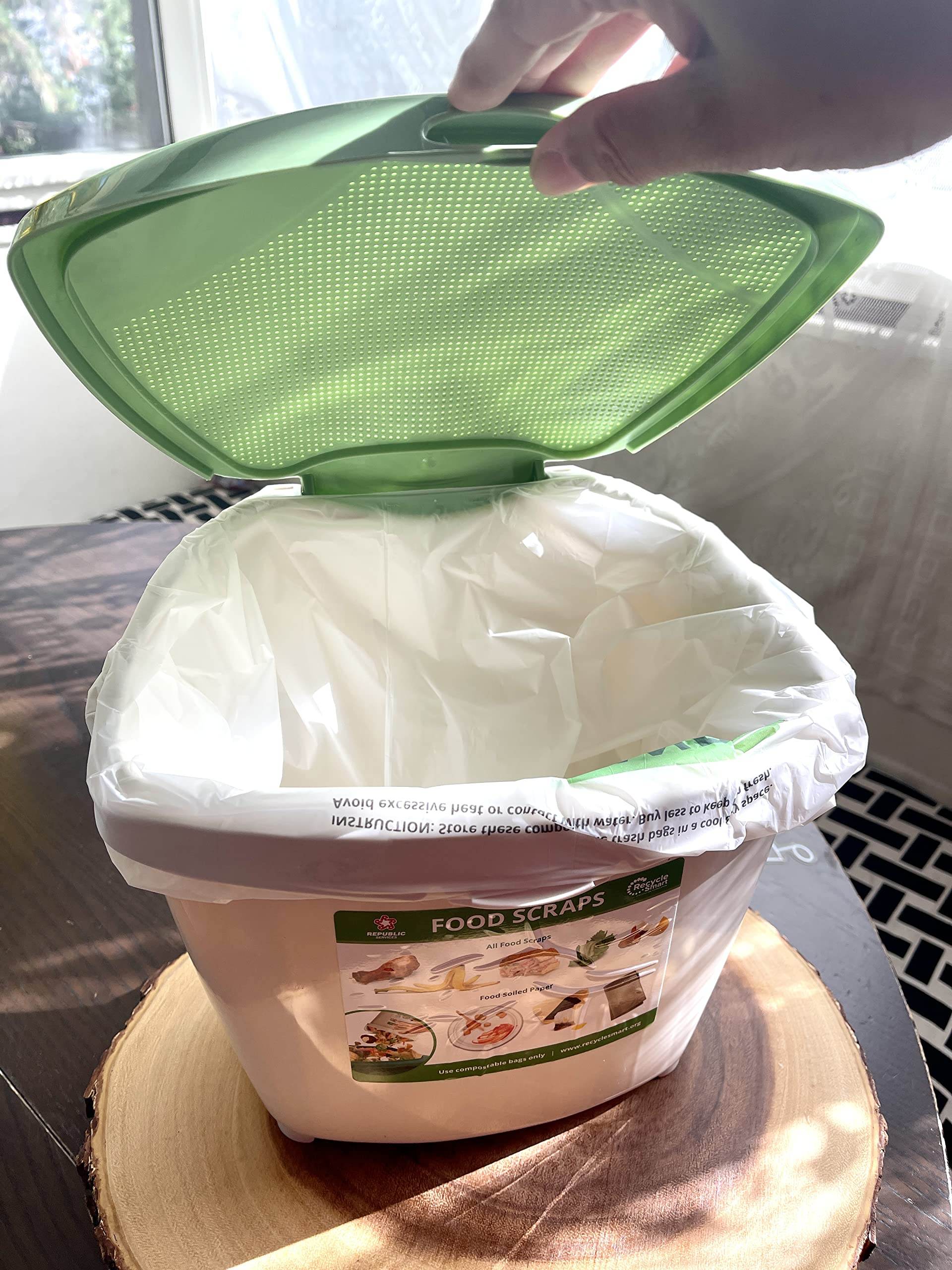 BPI certified 3 Gallon Compostable with Handle and Tie Kitchen Compost Bin Liner / Trash Bag - Concordia Style Boutique