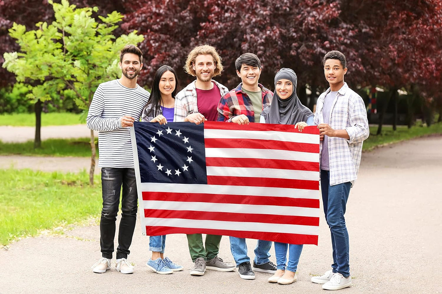 DANF Betsy Ross Flag 3x5ft - 100D Thicker Polyester - July 4th Independence Day 13 Stars American USA America Historical Flags Double Sided Canvas Header with Brass Grommets Indoor & Outdoor Use - Concordia Style Boutique