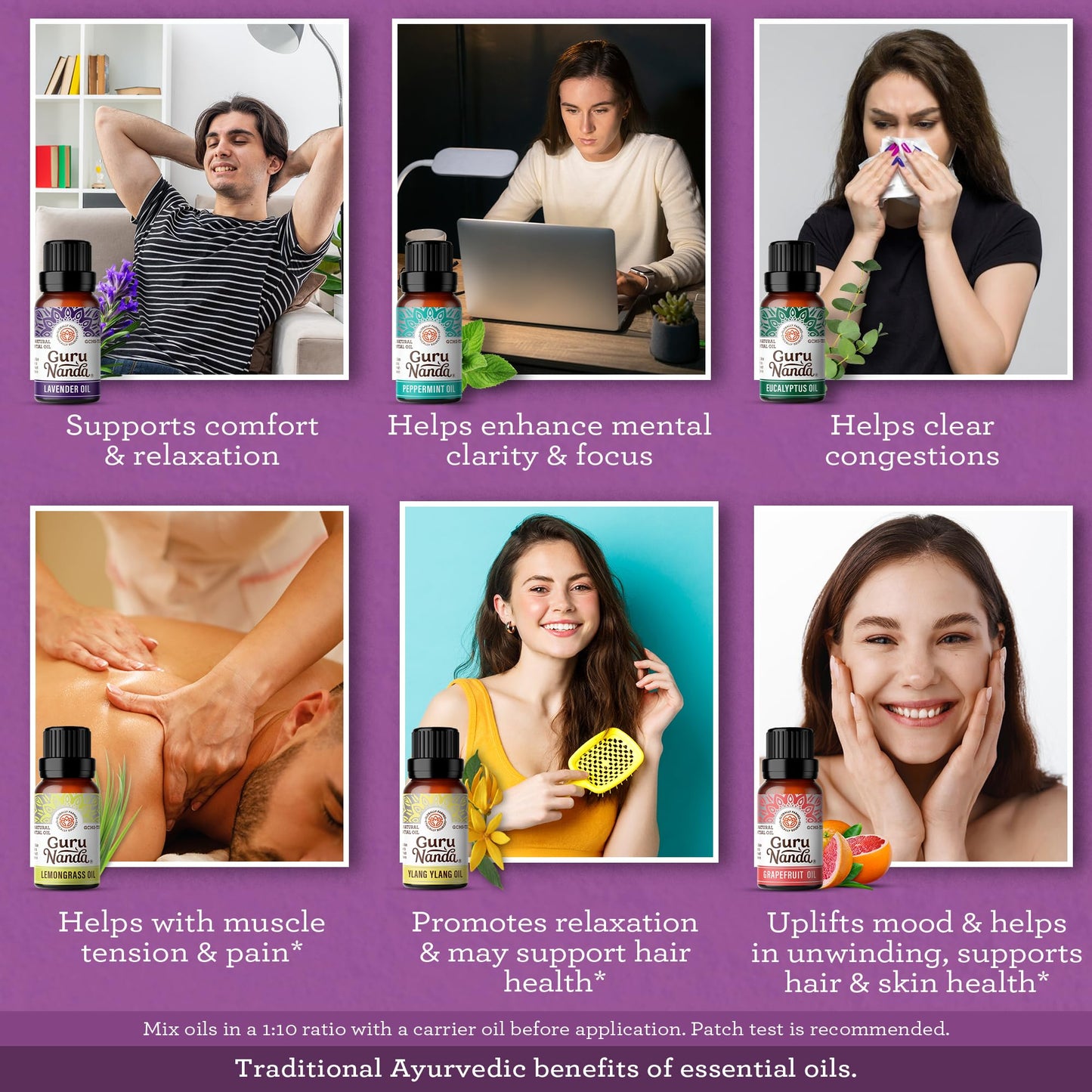 GuruNanda Essential Oil Blends (Set of 6) - Premium Essential Oil Blends from Concordia Style Boutique - Just $19.98! Shop now at Concordia Style Boutique