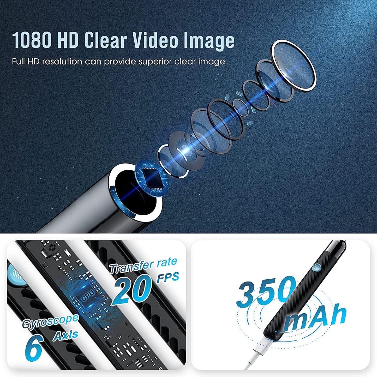 Ear Wax Removal - Earwax Remover Tool with 8 Pcs Ear Set - Ear Canal Cleaner with 1080P Camera - FSA HSA Eligible - Ear Cleaning Kit with 6 Ear Spoon - Ear Camera for iOS & Android