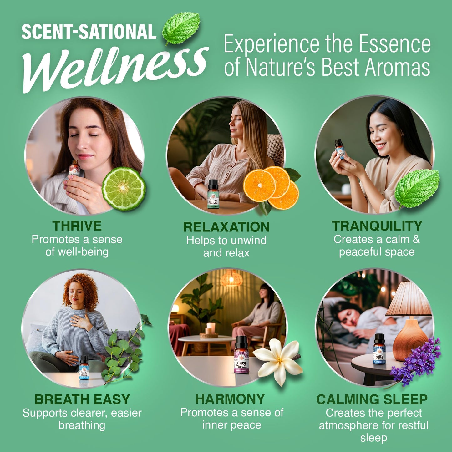 GuruNanda Essential Oil Blends (Set of 6) - Premium Essential Oil Blends from Concordia Style Boutique - Just $19.98! Shop now at Concordia Style Boutique