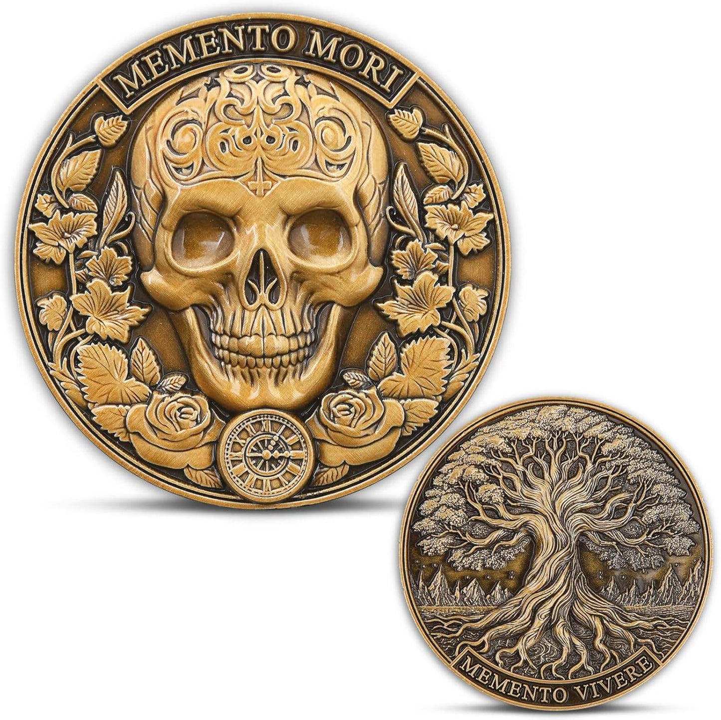 Memento Mori Coin - Skull & Tree of Life Design (Single Coin) - Concordia Style Boutique