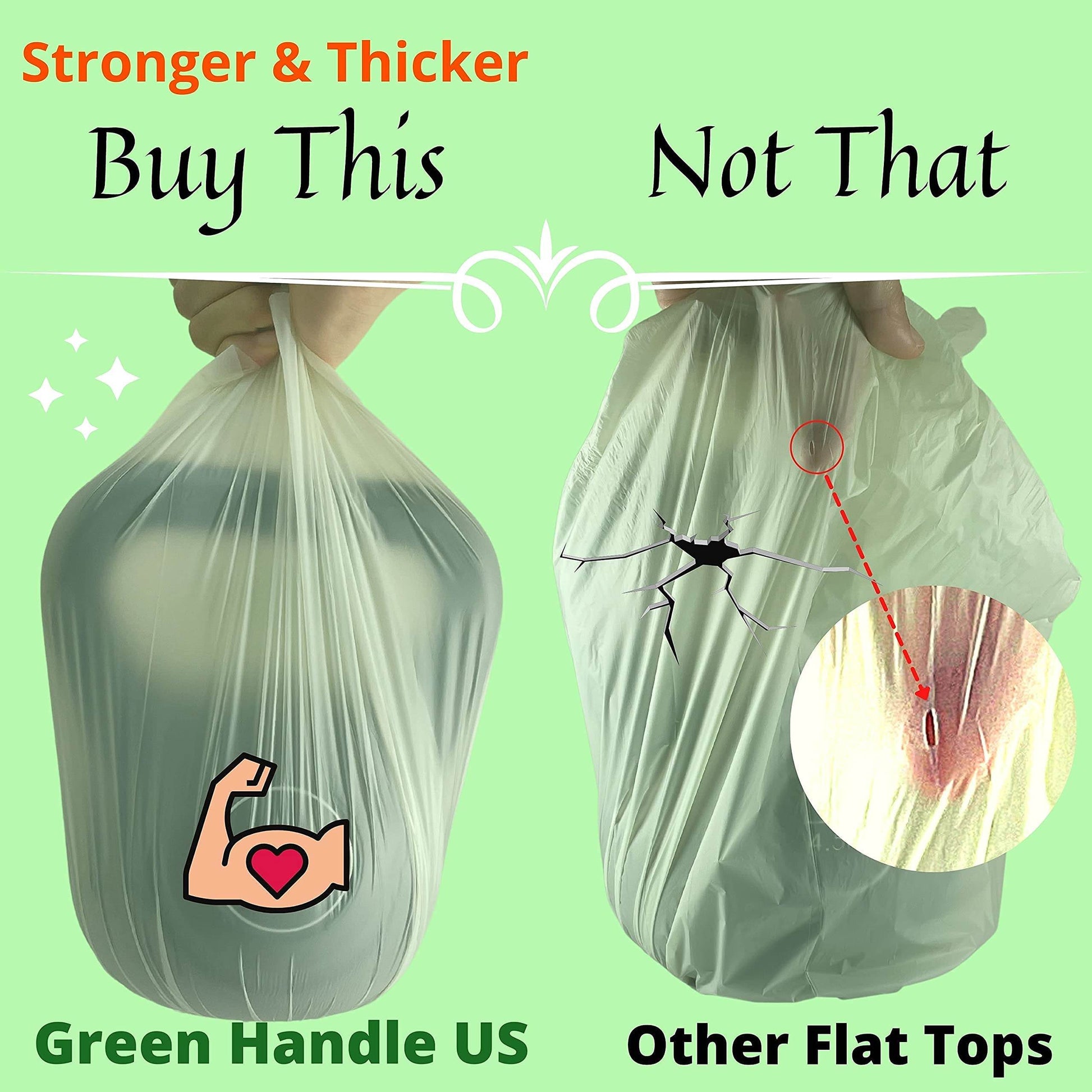 BPI certified 3 Gallon Compostable with Handle and Tie Kitchen Compost Bin Liner / Trash Bag - Concordia Style Boutique