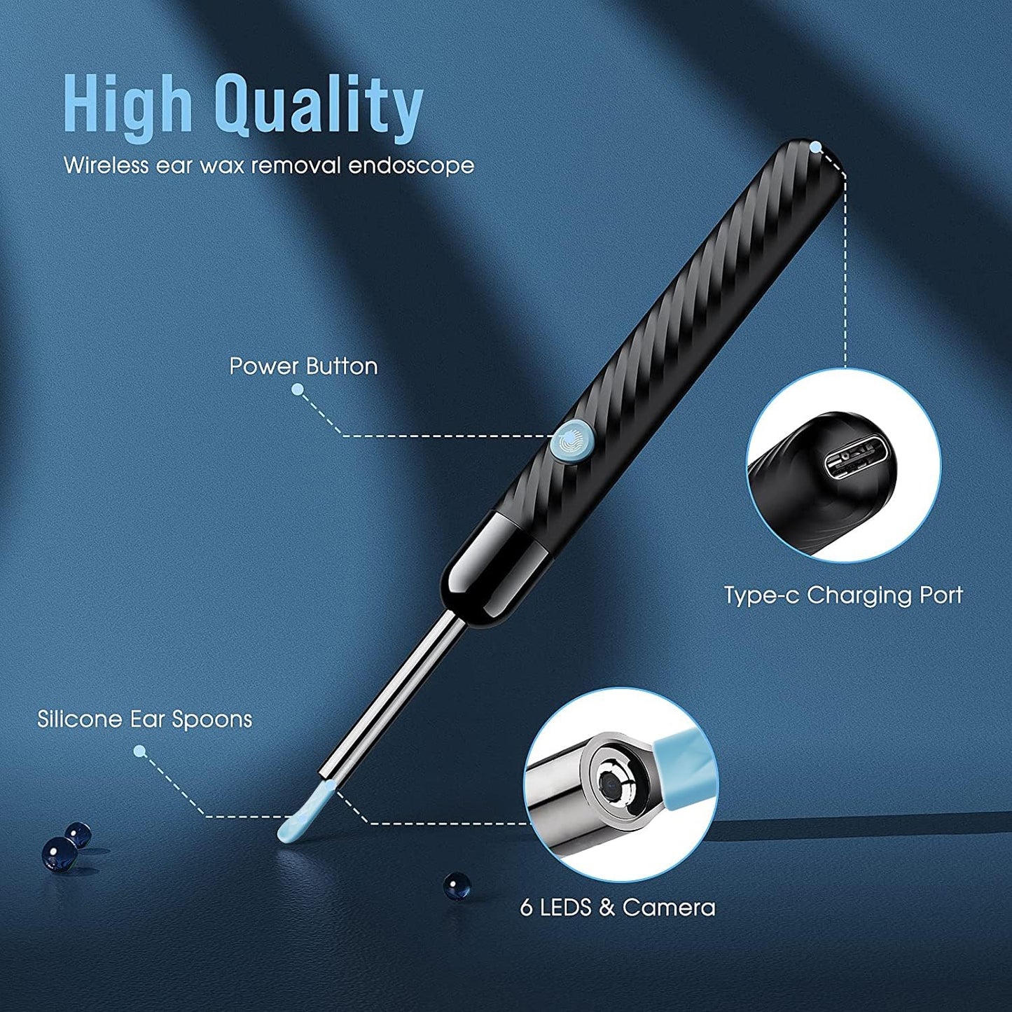 Ear Wax Removal - Earwax Remover Tool with 8 Pcs Ear Set - Ear Canal Cleaner with 1080P Camera - FSA HSA Eligible - Ear Cleaning Kit with 6 Ear Spoon - Ear Camera for iOS & Android