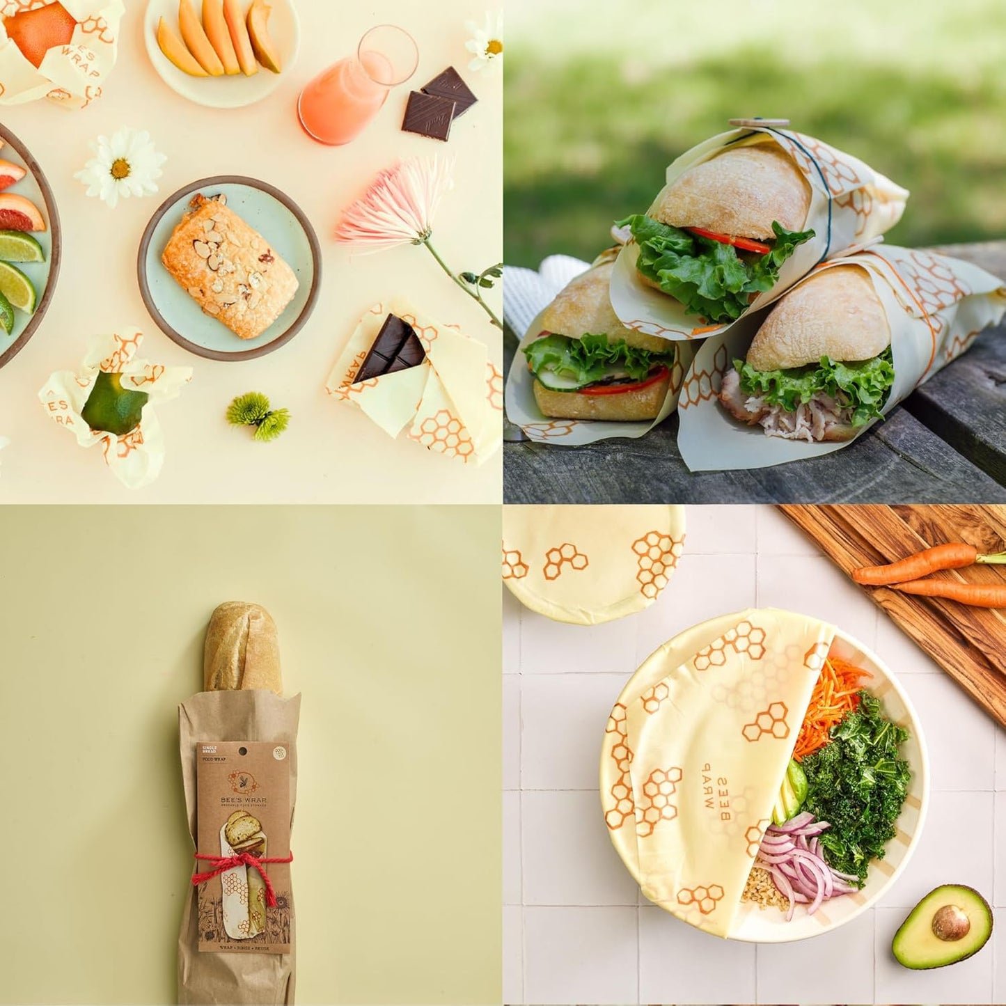 Bee's Wrap Reusable Beeswax Food Wraps - Made in the USA - Eco Friendly Beeswax Wraps for Food - Sustainable - Concordia Style Boutique