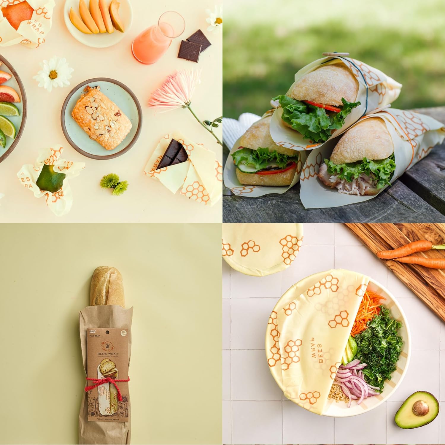 Bee's Wrap Reusable Beeswax Food Wraps - Made in the USA - Eco Friendly Beeswax Wraps for Food - Sustainable - Concordia Style Boutique