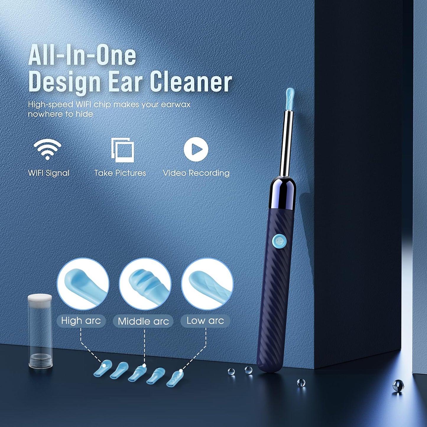 Ear Wax Removal - Earwax Remover Tool with 8 Pcs Ear Set - Ear Canal Cleaner with 1080P Camera - FSA HSA Eligible - Ear Cleaning Kit with 6 Ear Spoon - Ear Camera for iOS & Android