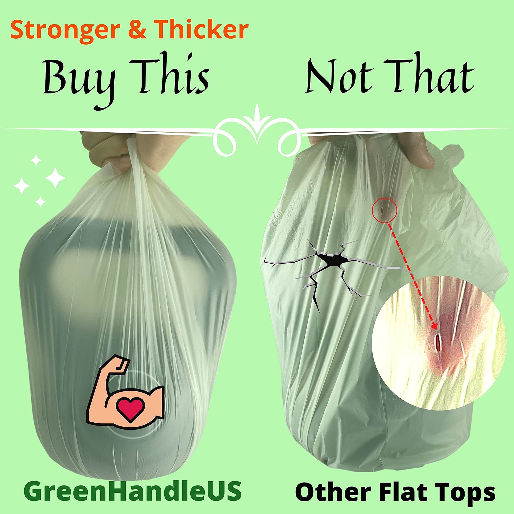 BPI certified 3 Gallon Compostable with Handle and Tie Kitchen Compost Bin Liner / Trash Bag - Concordia Style Boutique