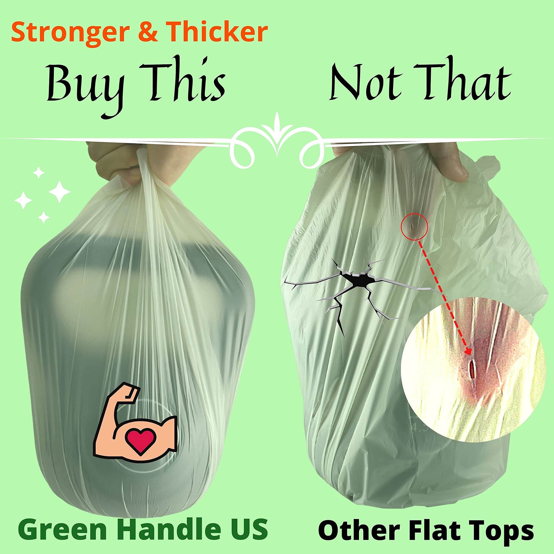 BPI certified 3 Gallon Compostable with Handle and Tie Kitchen Compost Bin Liner / Trash Bag - Concordia Style Boutique