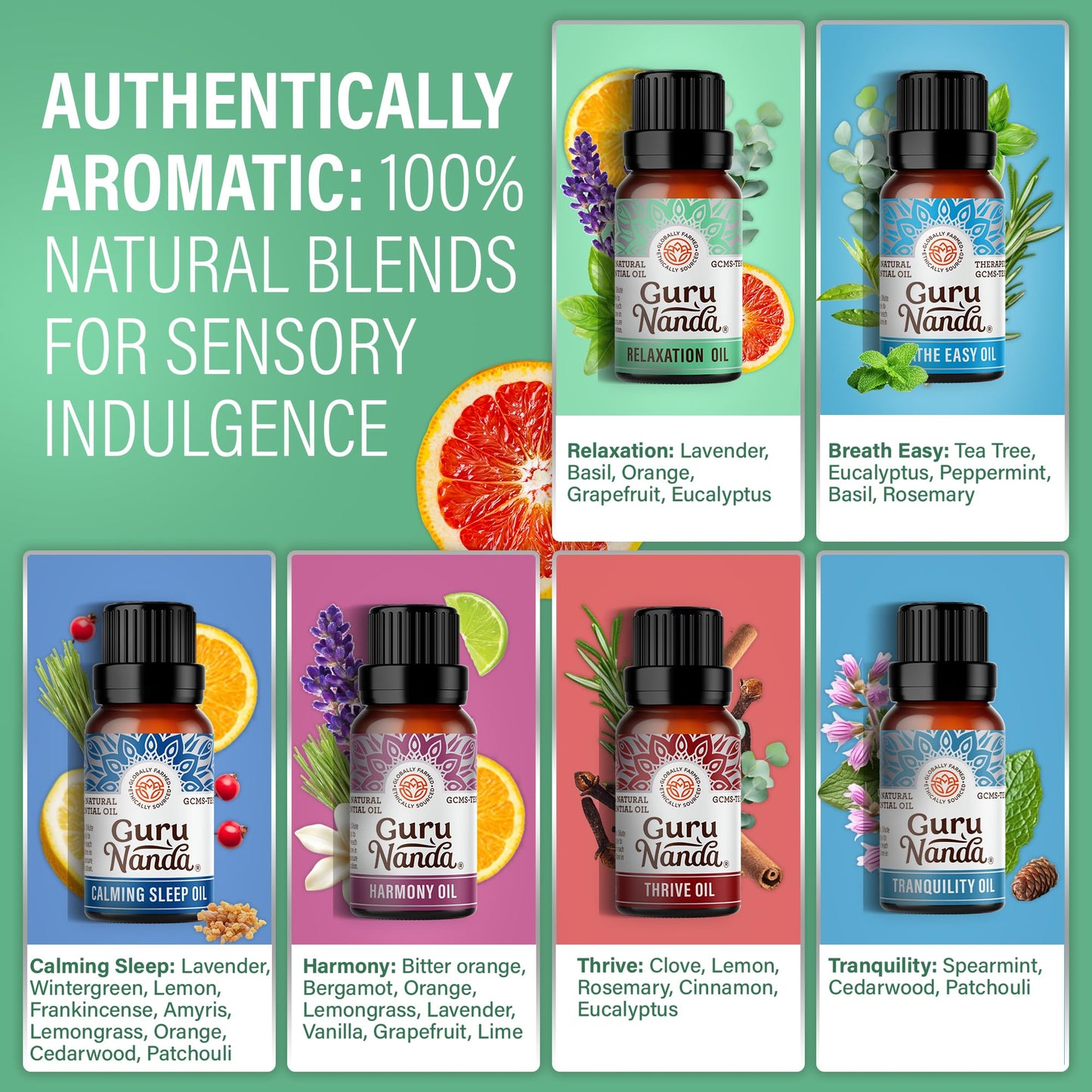 GuruNanda Essential Oil Blends (Set of 6) - Premium Essential Oil Blends from Concordia Style Boutique - Just $19.98! Shop now at Concordia Style Boutique