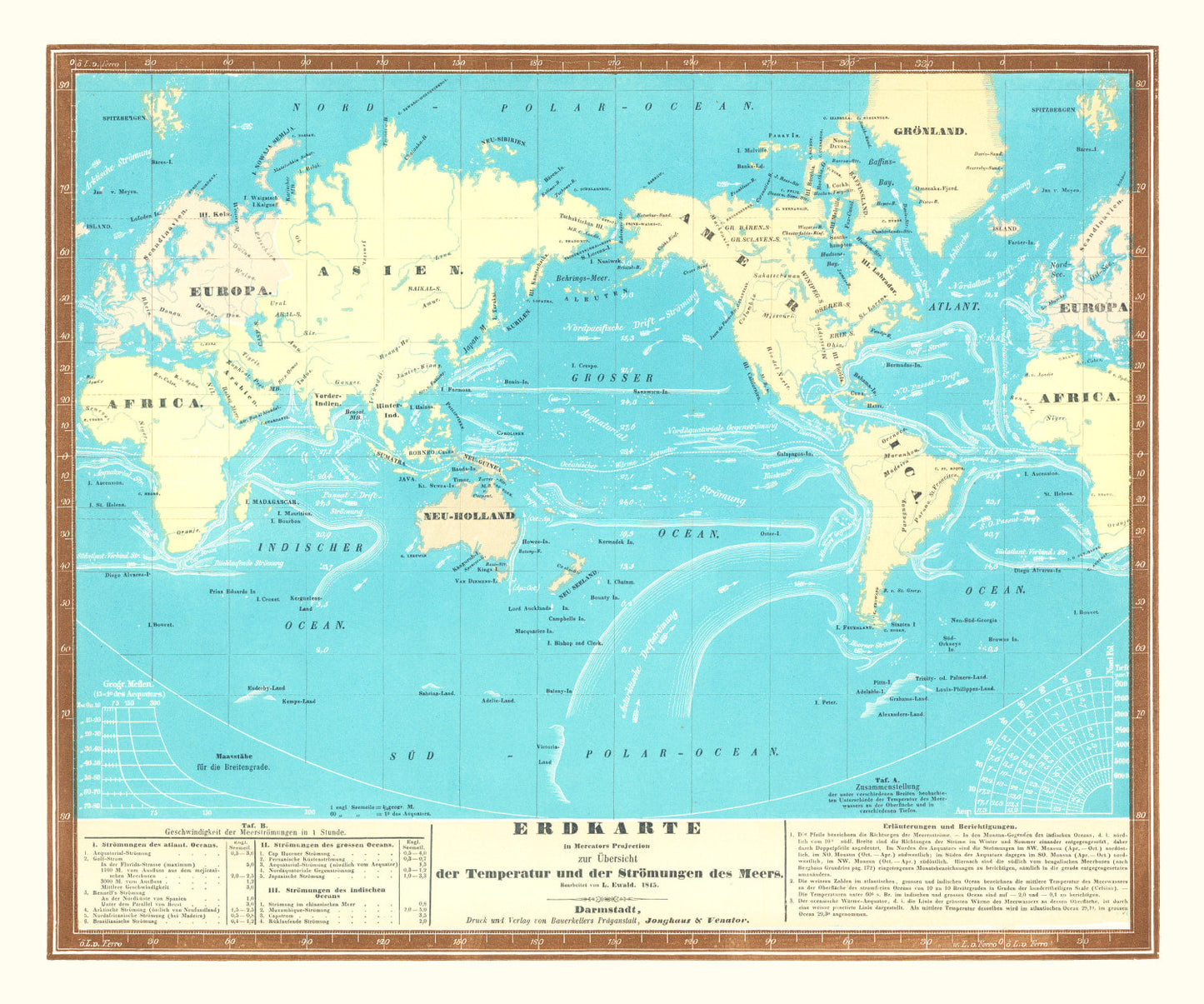 Erdkarte World Map, 1845