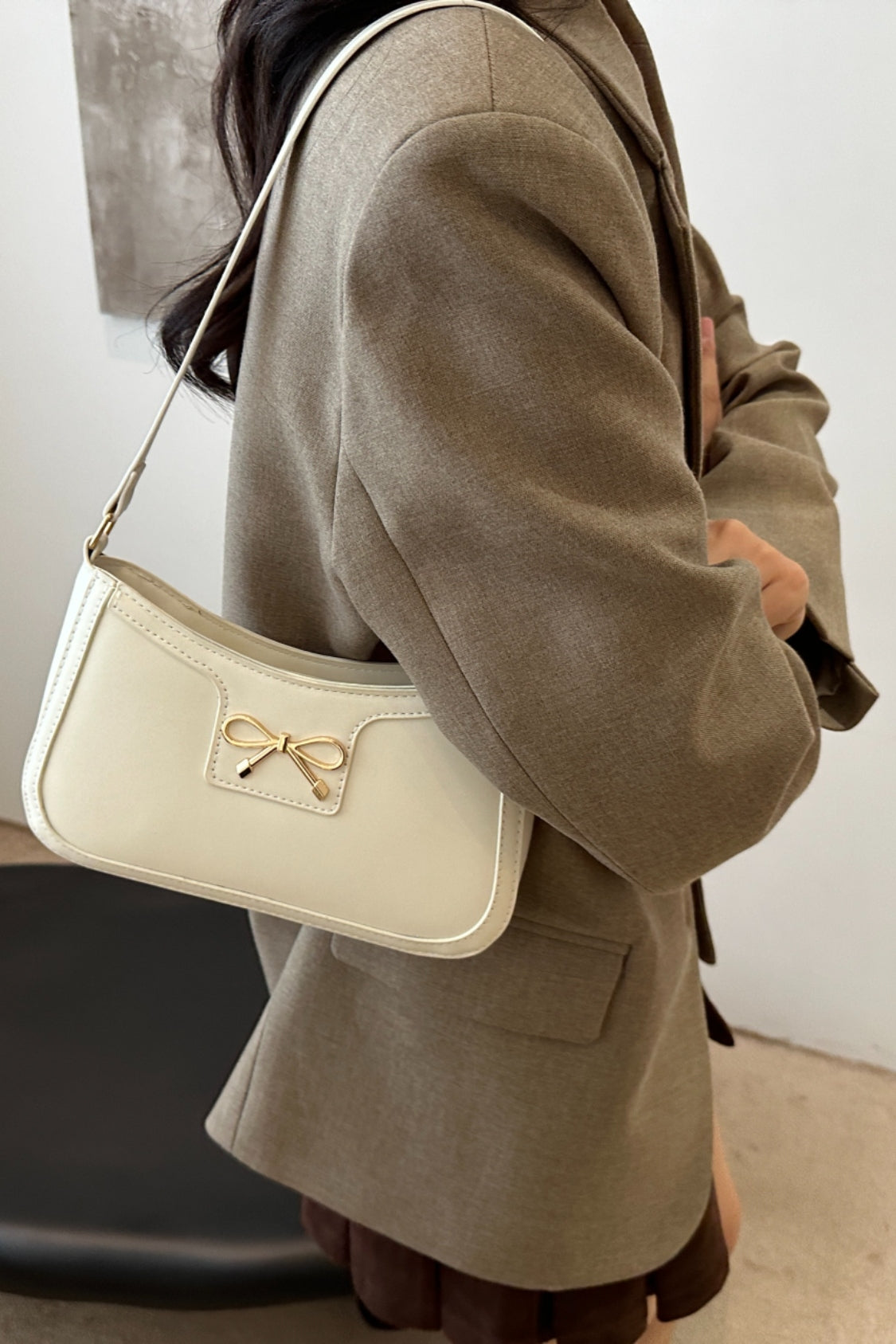 Bow Trim PU Leather Shoulder Bag - Premium Shoulder Bag from Concordia Style Boutique - Just $18.68! Shop now at Concordia Style Boutique