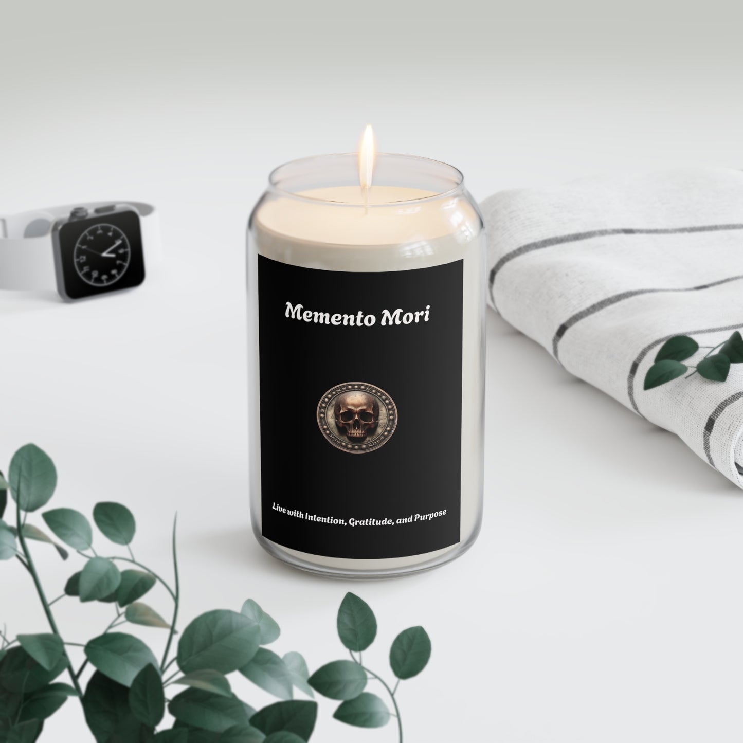 "Memento Mori" Scented Candle - "Live with Intention, Gratitude, and Purpose" - 13.75 oz