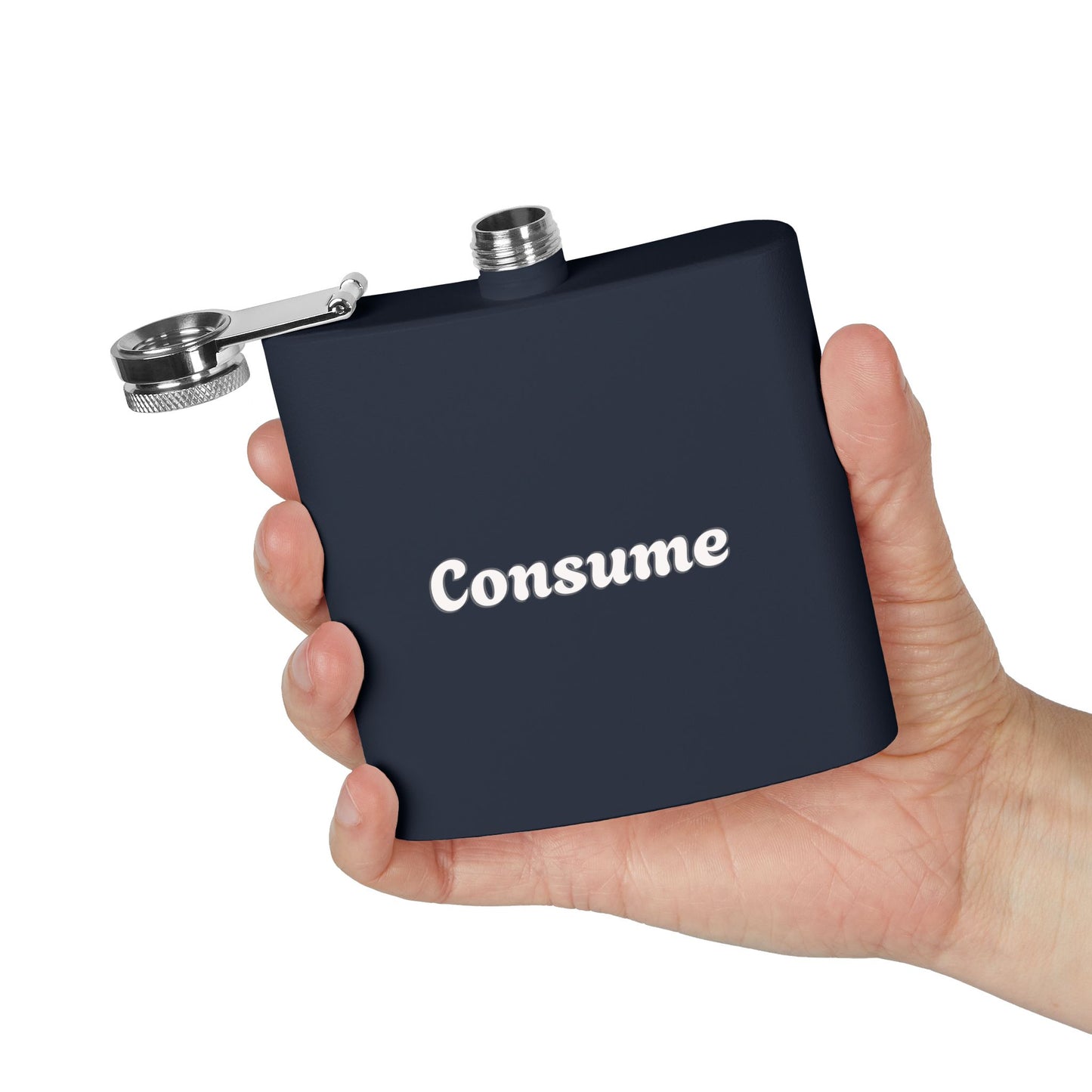 "Consume" - 6 oz Stainless Steel Flask - Premium 6 oz Stainless Steel Hip Flask from Concordia Style Boutique - Just $28.88! Shop now at Concordia Style Boutique