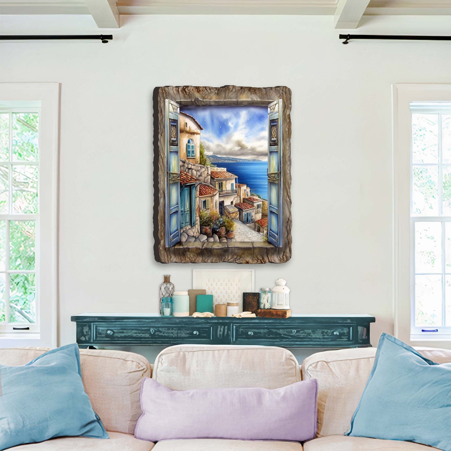 Coastal Town Window Wall Art by G. DeBrekht Coastal Décor - 8492107W