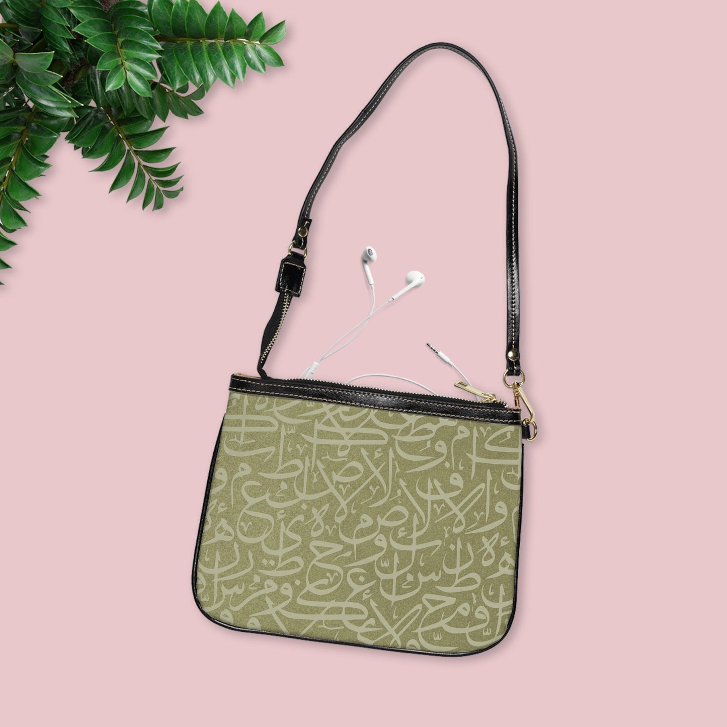 Arabic Calligraphy Letters Shoulder Bag — Small Leather Crossbody Purse