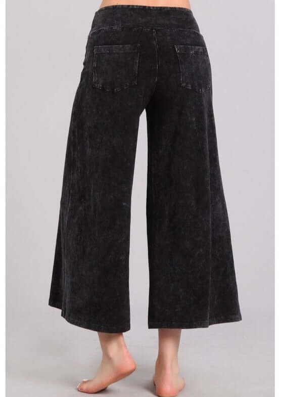 Mineral Washed Cropped Gaucho Pants Made in USA - Concordia Style Boutique