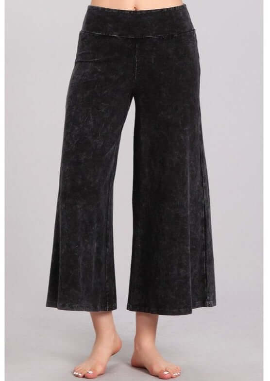 Mineral Washed Cropped Gaucho Pants Made in USA - Concordia Style Boutique