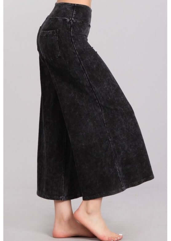 Mineral Washed Cropped Gaucho Pants Made in USA - Concordia Style Boutique