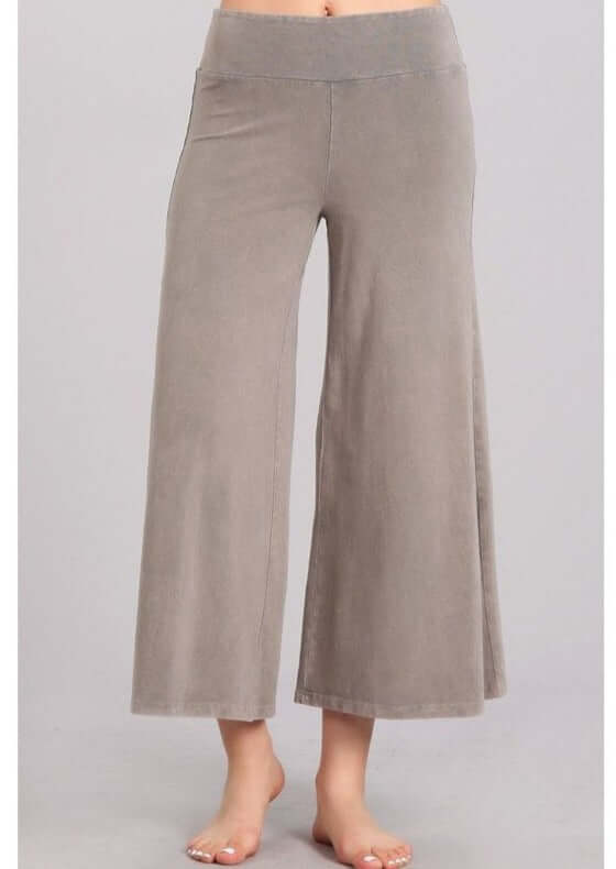 Mineral Washed Cropped Gaucho Pants Made in USA - Concordia Style Boutique