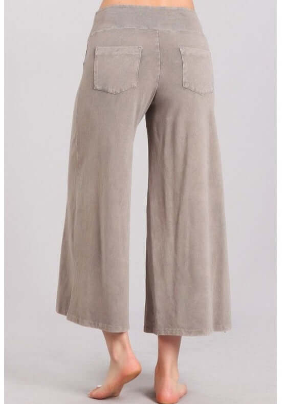 Mineral Washed Cropped Gaucho Pants Made in USA - Concordia Style Boutique