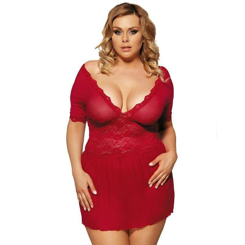 Lace See Through Lingerie Set Babydoll With G-String - Concordia Style Boutique
