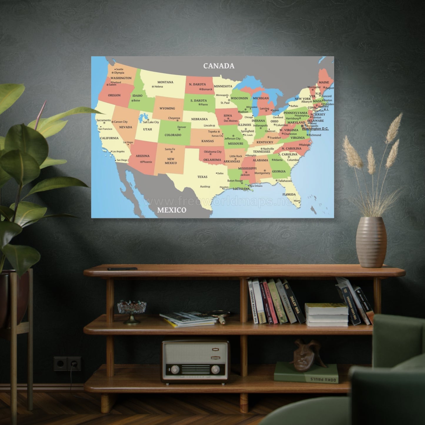 USA State Map Canvas Art - Matte Stretched Wall Decor - Premium Canvas from Concordia Style Boutique - Just $386.03! Shop now at Concordia Style Boutique