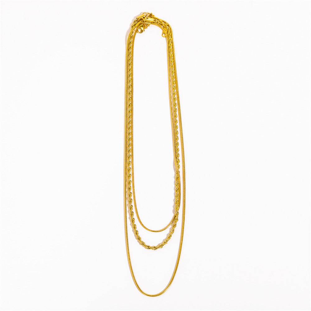 18K Gold-Plated Titanium Steel Three-Layered Necklace - Concordia Style Boutique