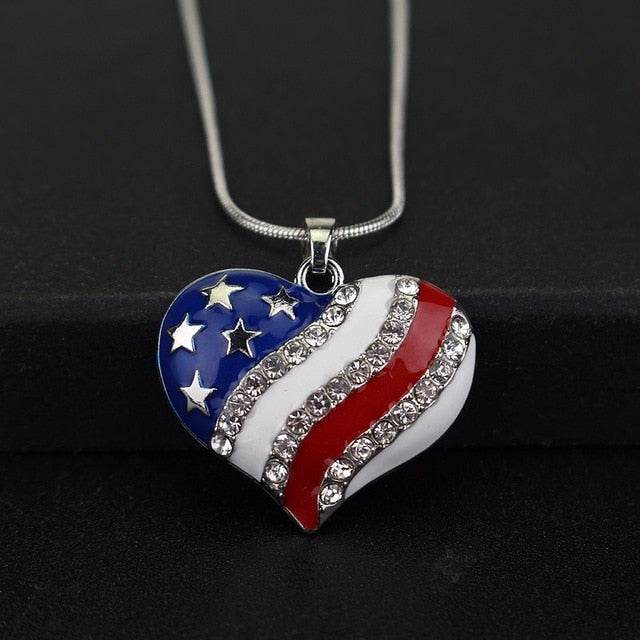 American Flag Heart & Star Necklace - Concordia Style Boutique
