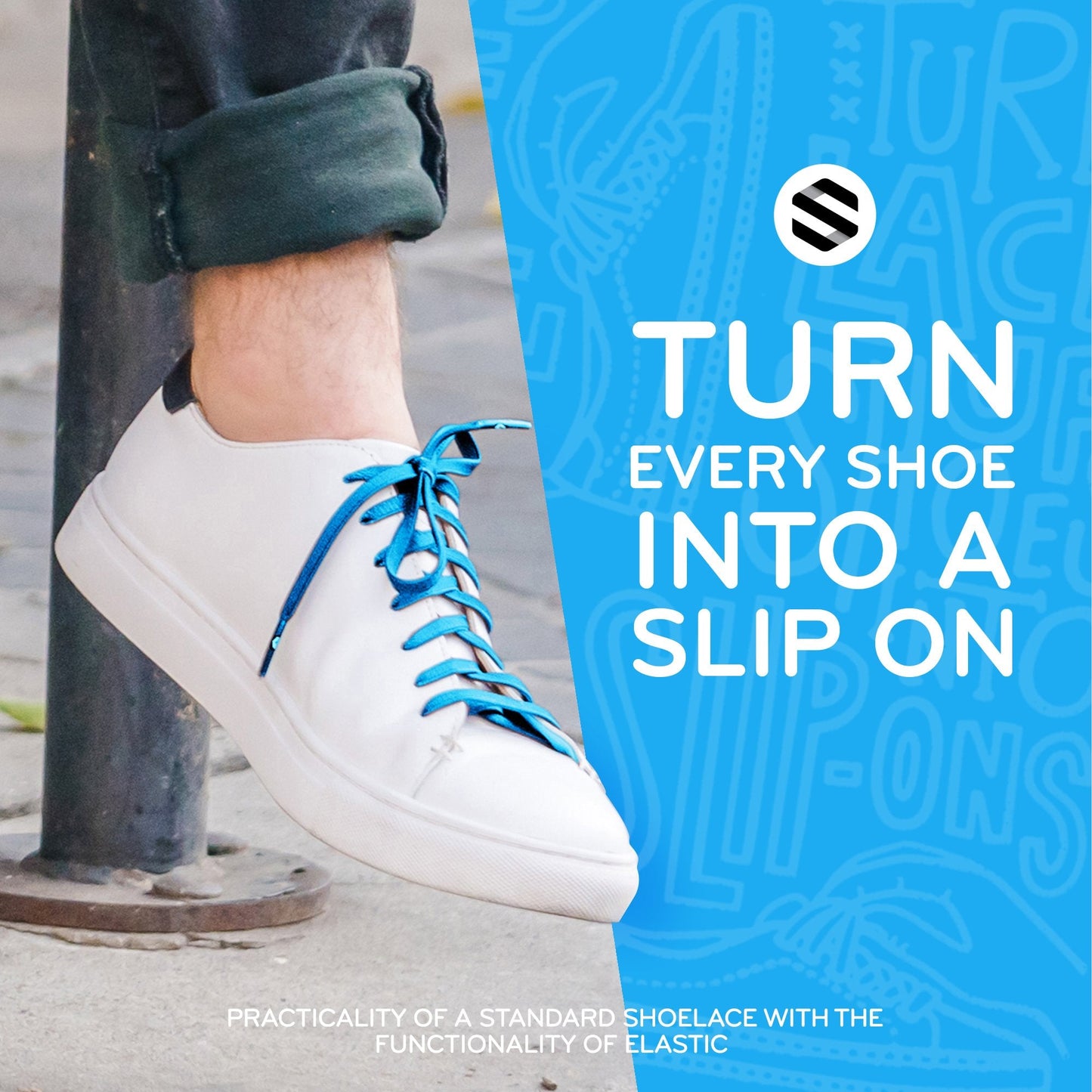 Neon Blue Flat Elastic Stretch Shoe Laces