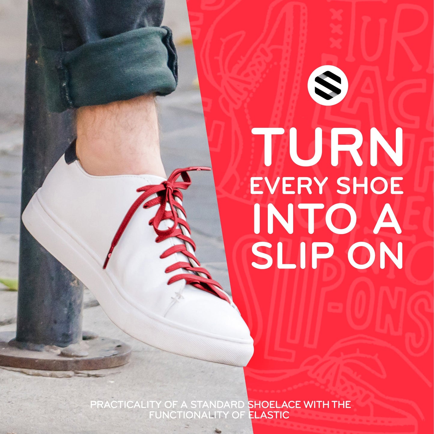 Red Flat Elastic Stretch Shoe Laces