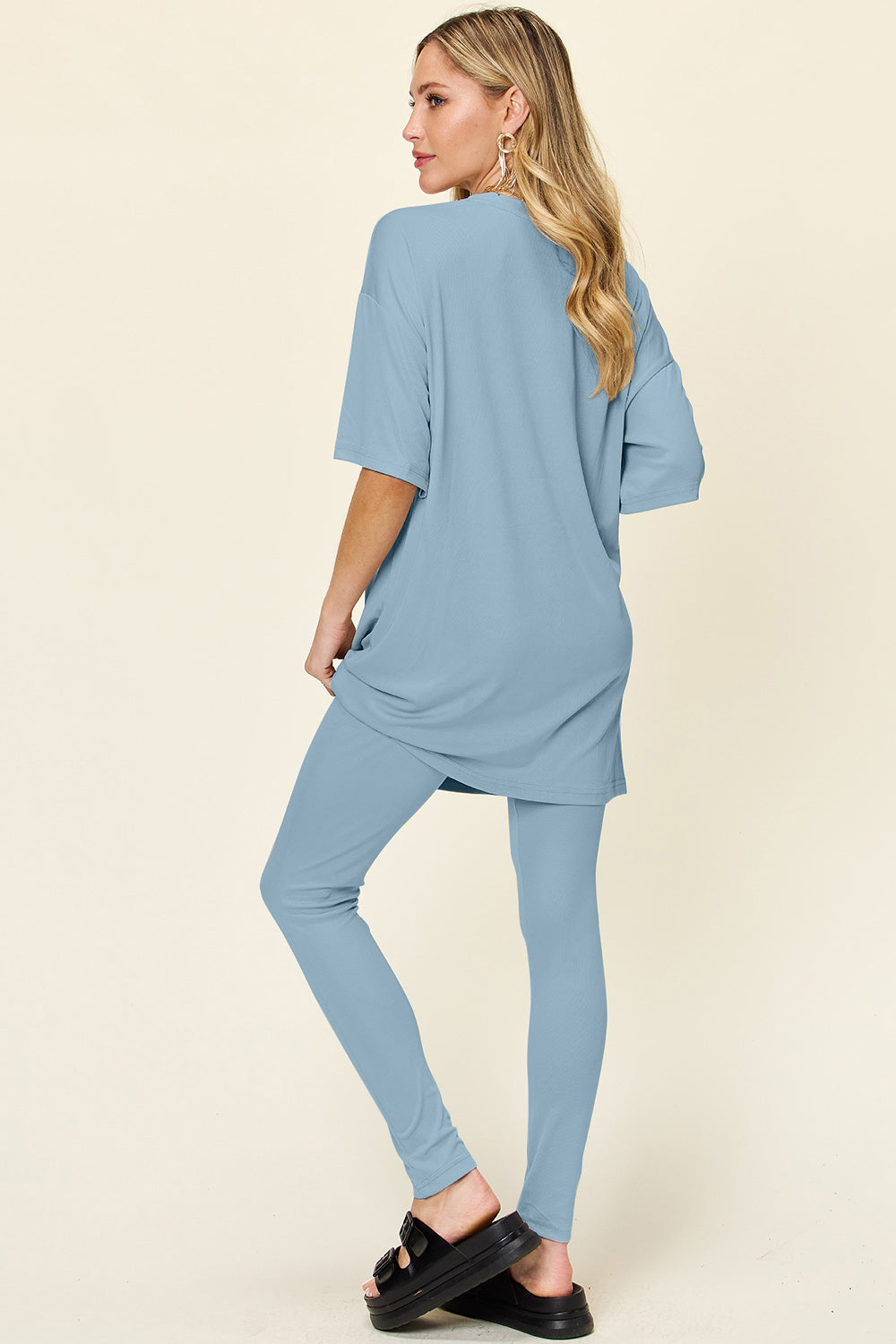 Double Take Full Size Round Neck Dropped Shoulder T-Shirt and Leggings Set - Premium dress from Concordia Style Boutique - Just $22! Shop now at Concordia Style Boutique