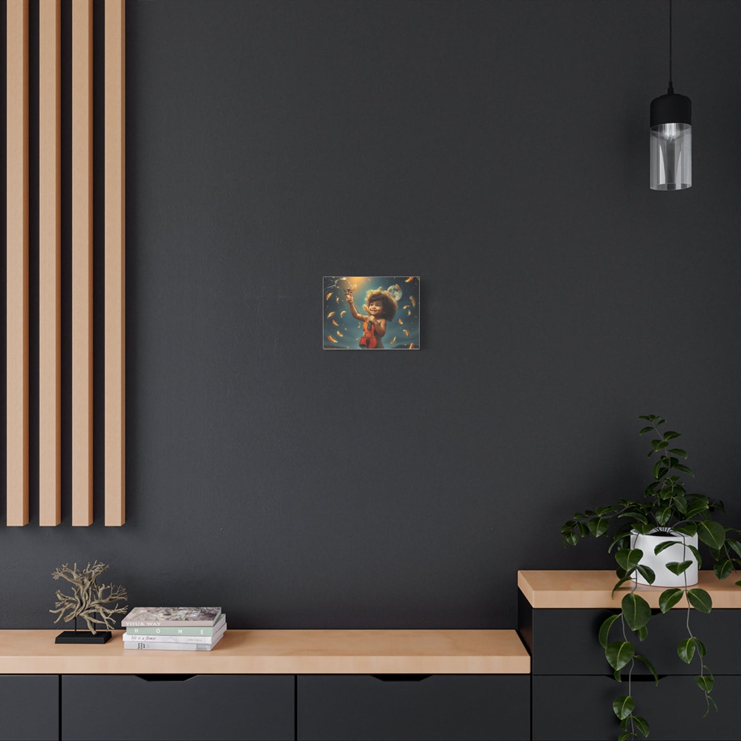Whimsical Canvas Art, Magical Child with Violin, Nursery Decor, Kids Room Wall Art, Unique Gift for Music Lovers, Joyful Artwork