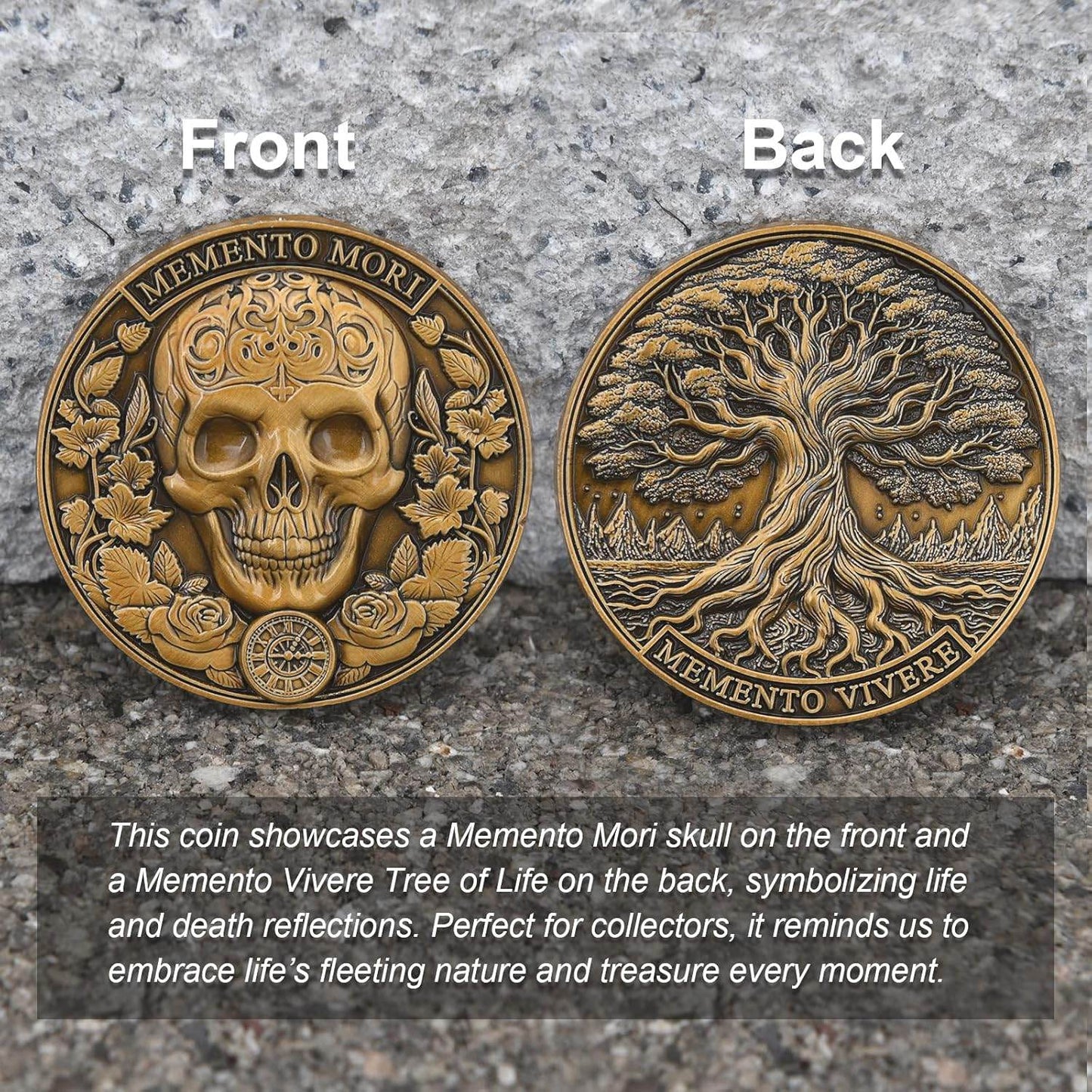 Memento Mori Coin - Skull & Tree of Life Design (Single Coin) - Concordia Style Boutique