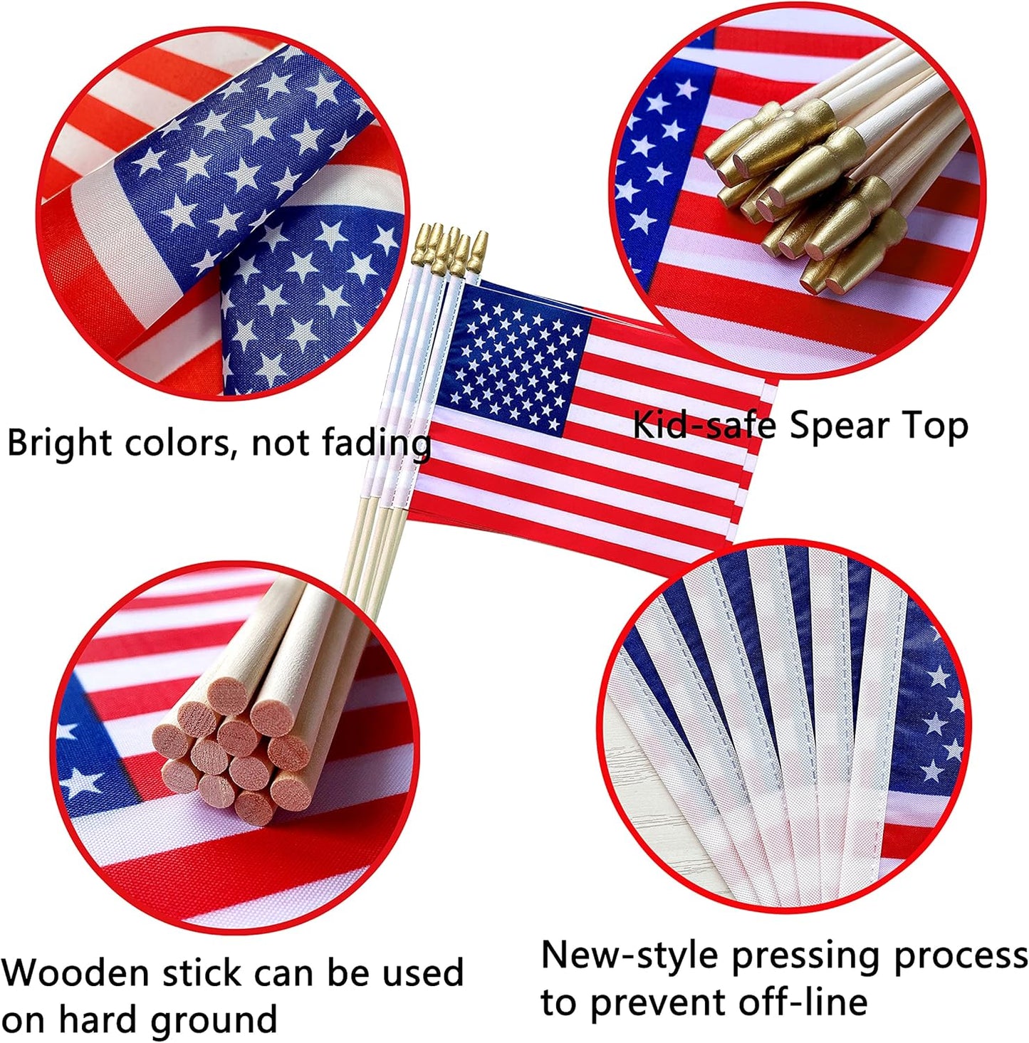 TSMD US American Stick Flags Small Mini USA Hand Held Flags,July 4th Decoration,Veteran Party,Memorial Day,5x8 Inch,12 Pack - Concordia Style Boutique