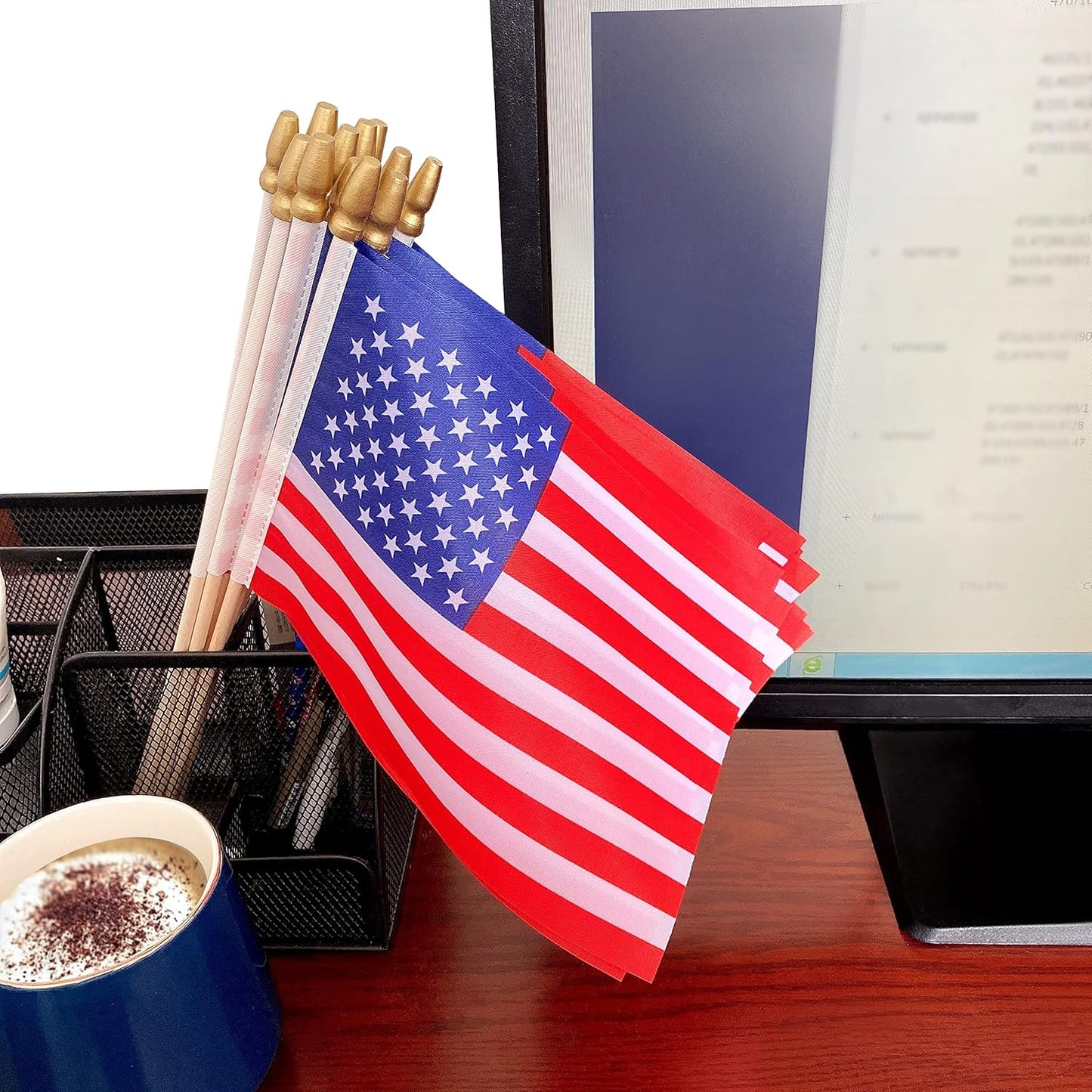 TSMD US American Stick Flags Small Mini USA Hand Held Flags,July 4th Decoration,Veteran Party,Memorial Day,5x8 Inch,12 Pack - Concordia Style Boutique