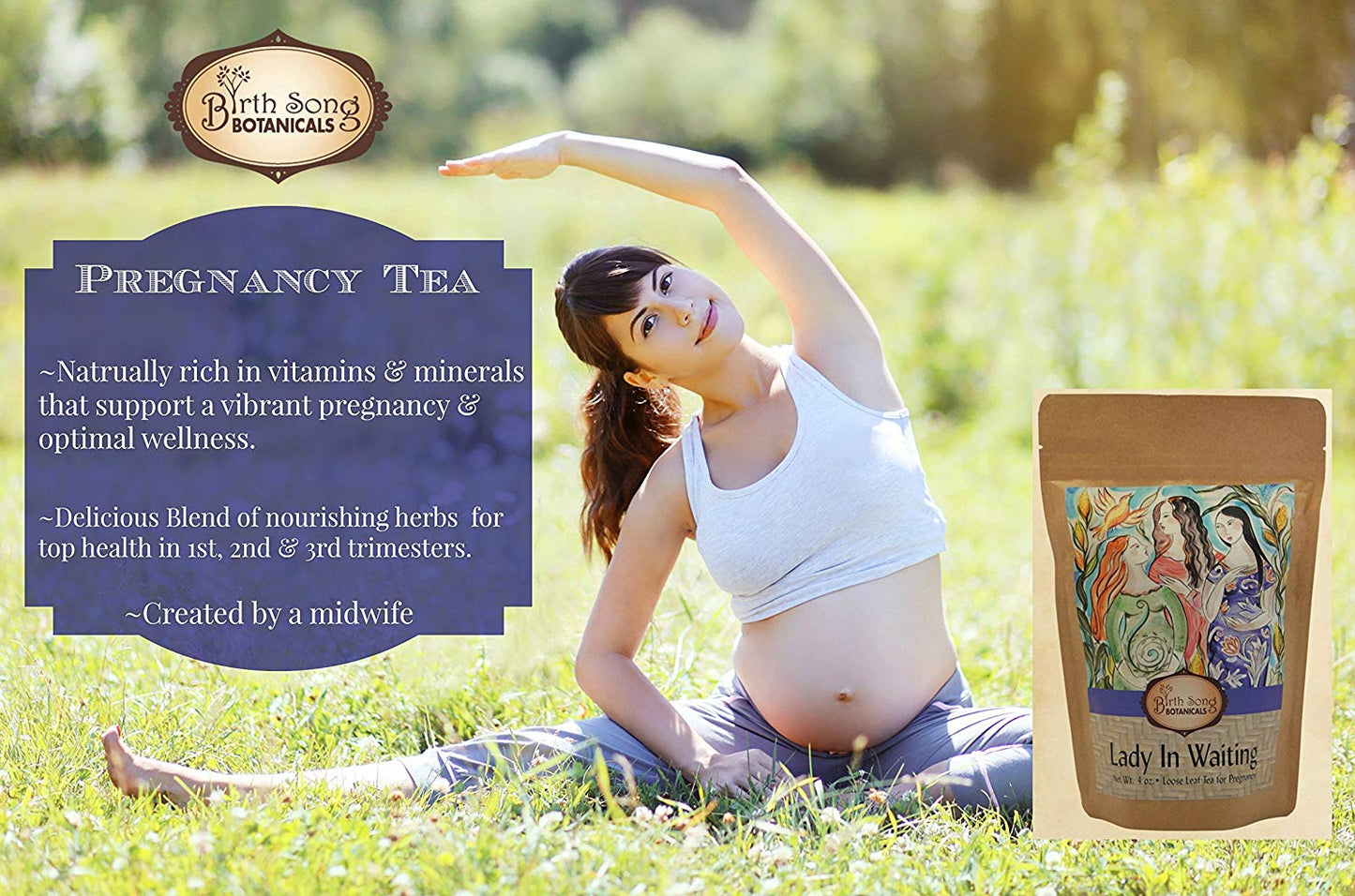 Lady in Waiting Herbal Pregnancy Tea Supports a Healthy Pregnancy* with Organic Red Raspberry Leaf 4 oz. - Concordia Style Boutique