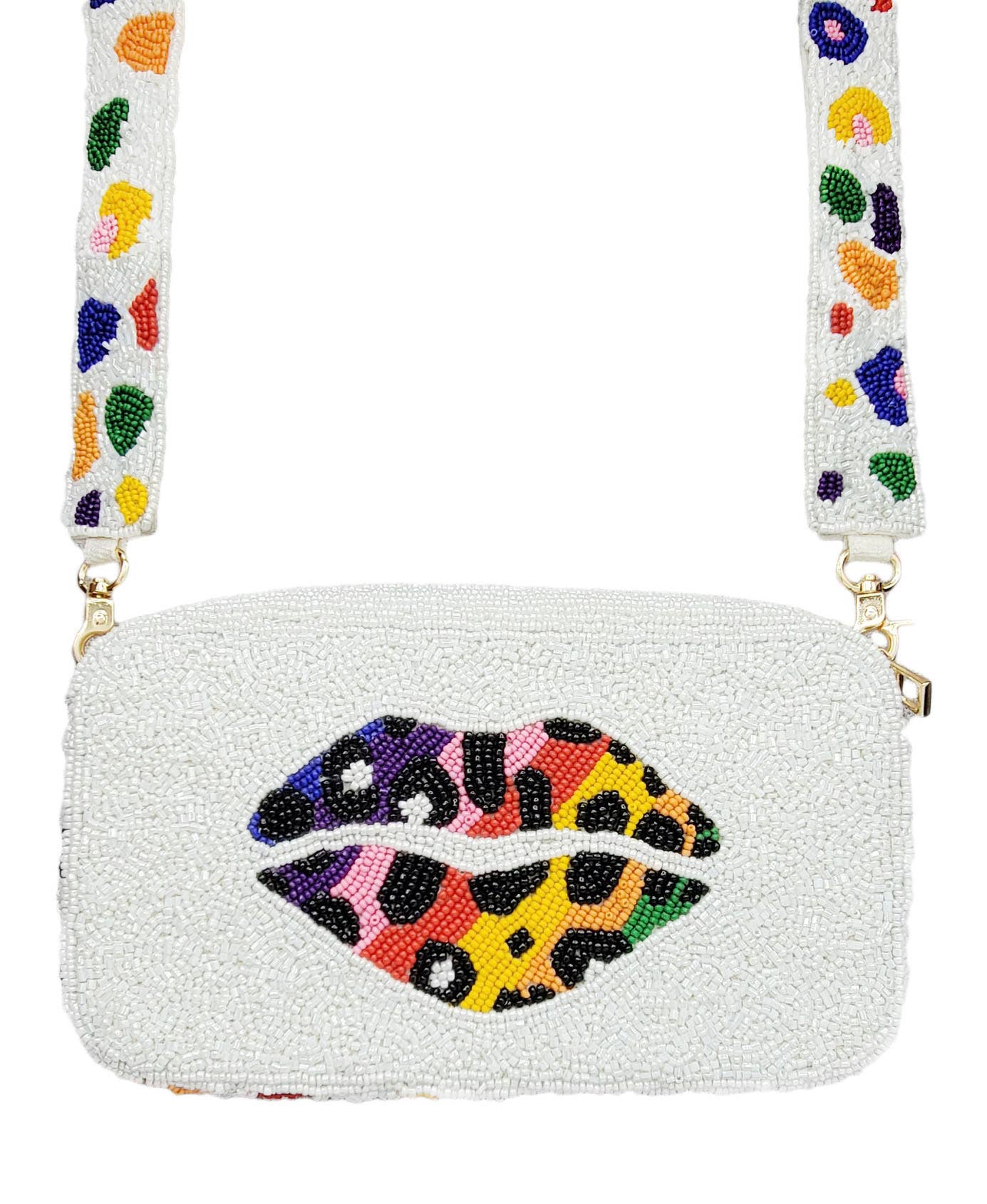 LIP ANIMAL PRINT BEADED CAMERA BAG