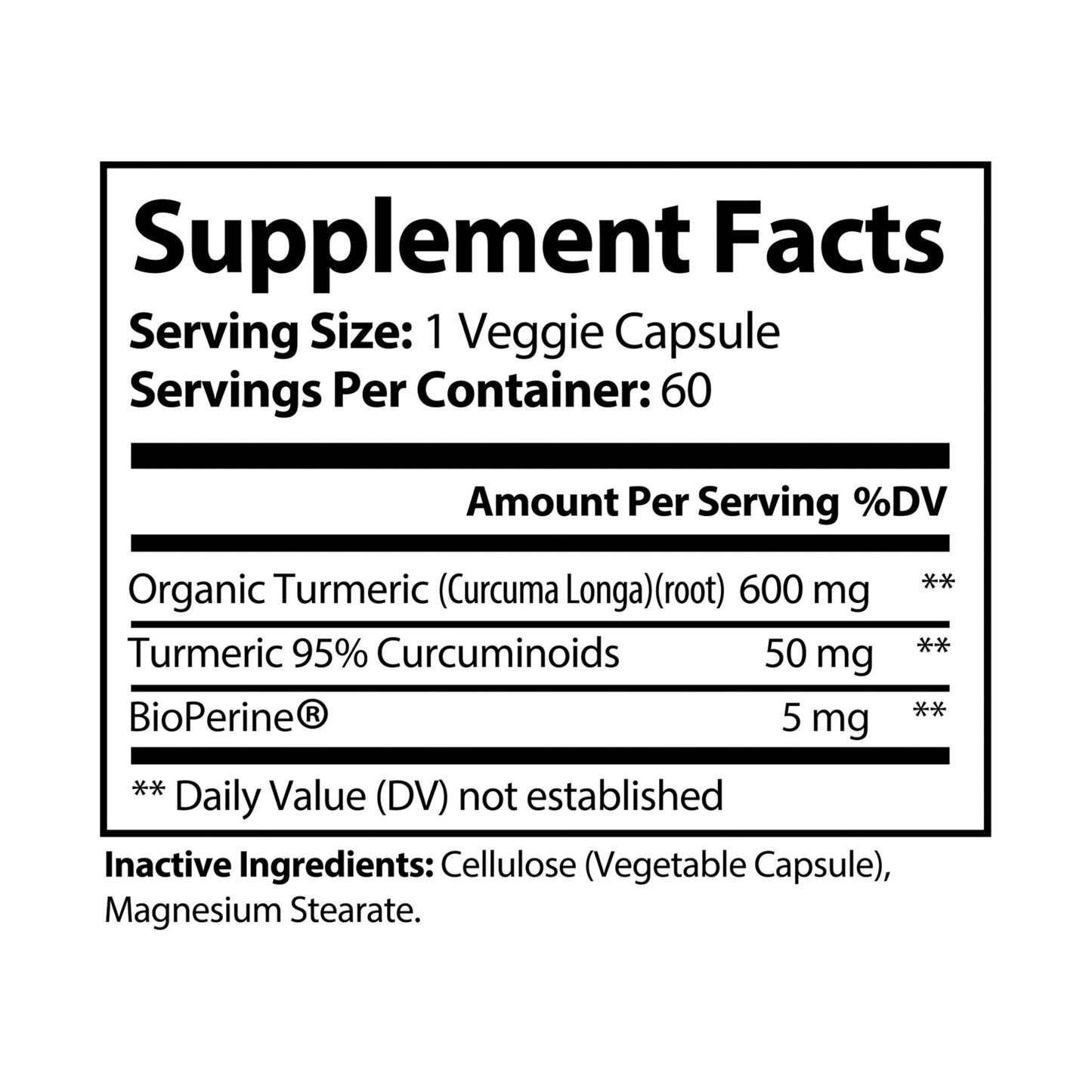 Turmeric with BioPerine® (Black Pepper Fruit Extract) Supplement (60 Capsules) - Concordia Style Boutique