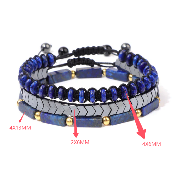 Lapis Lazuli & Hematite Pain Relief Bracelet Pack (Set Of 3)