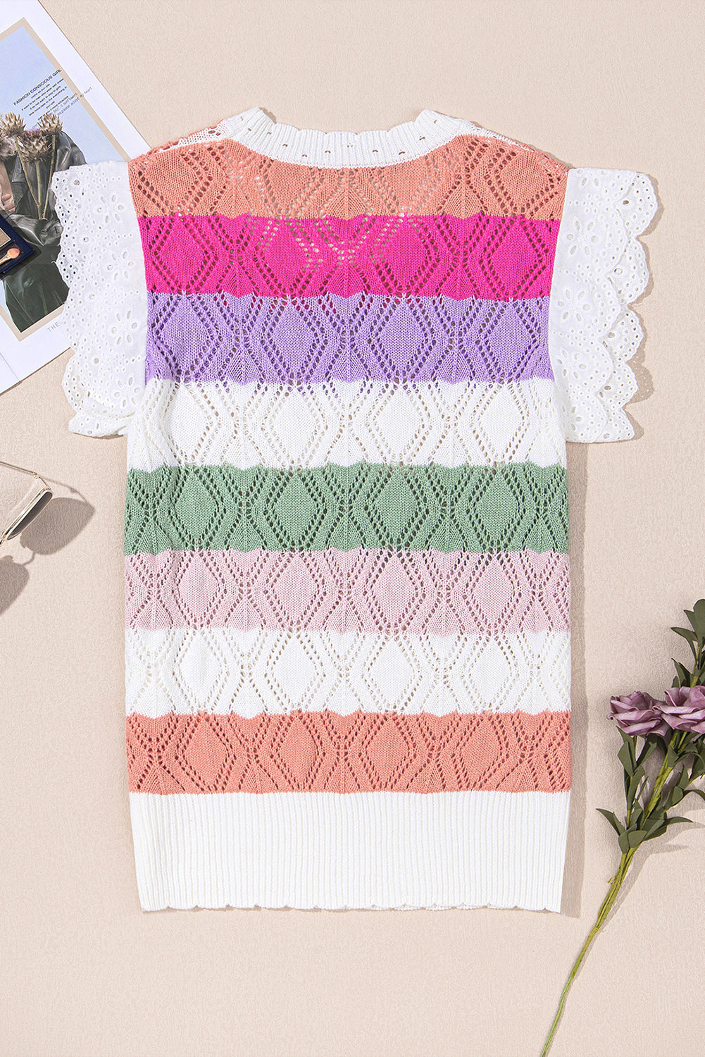 Alena Hollowed Knit Scallop Edge Sweater Vest - Concordia Style Boutique