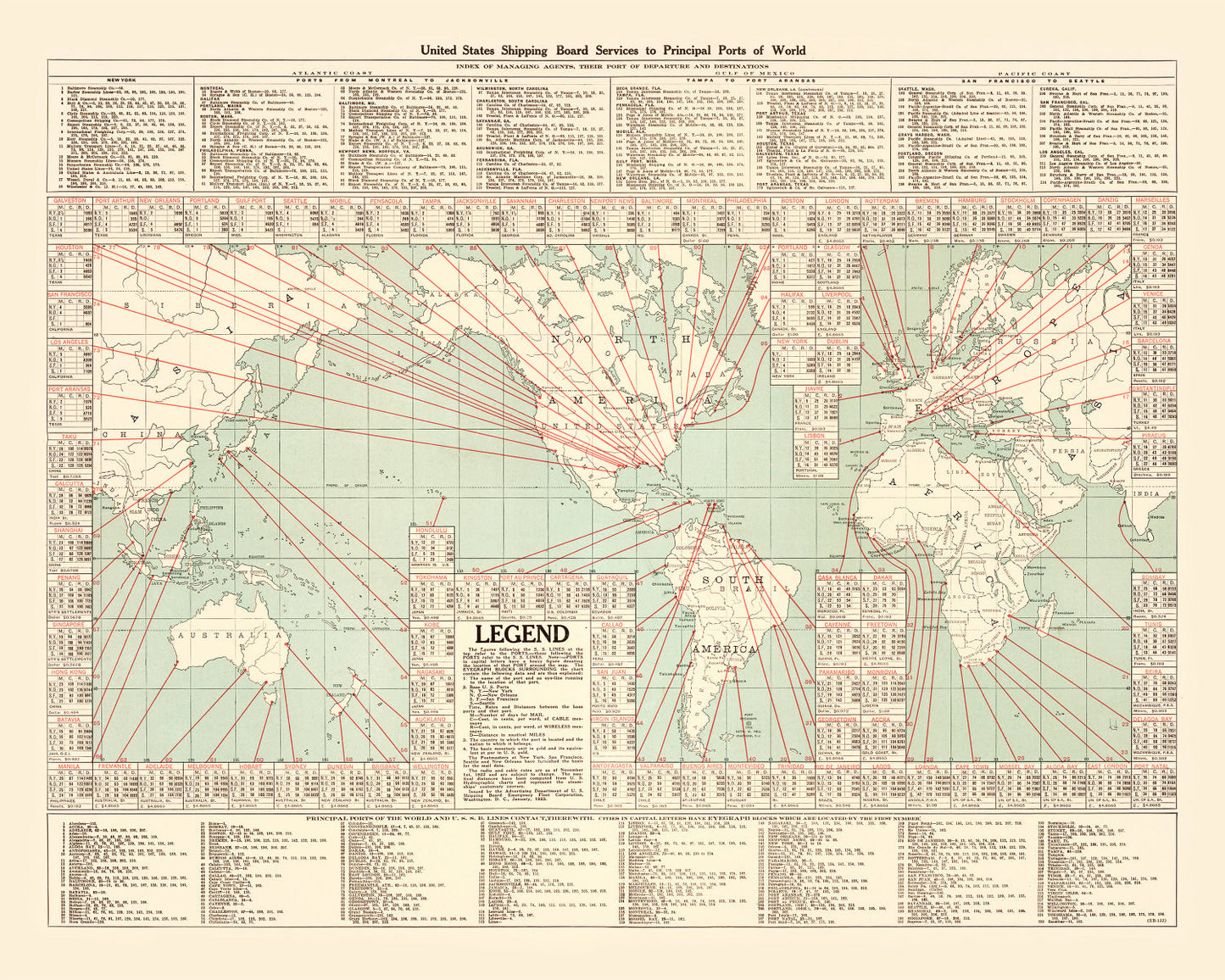 Shipping Map of the World, 1923 - Concordia Style Boutique