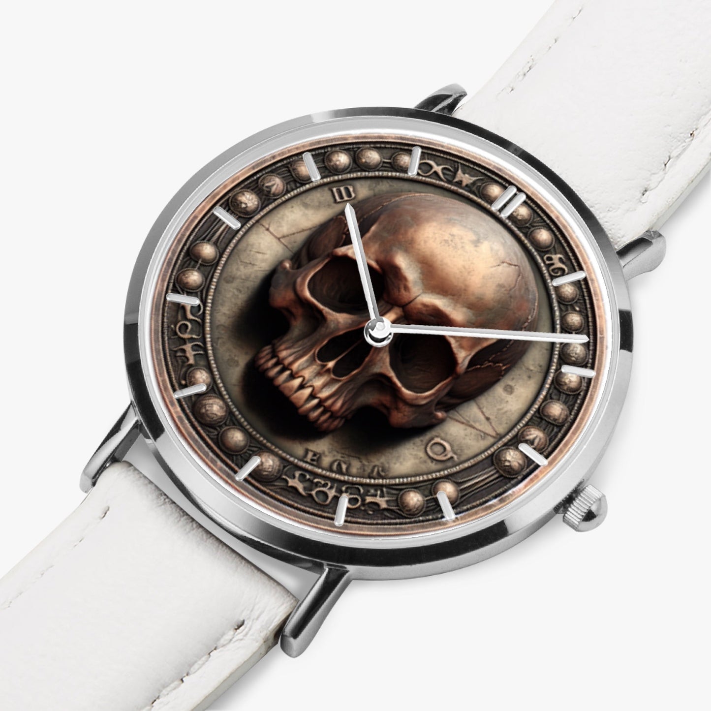 Ultra-Thin Leather Strap Quartz Watch -"Memento Mori" - Unisex - Premium Leather Strap Watches from Concordia Style Boutique - Just $44.25! Shop now at Concordia Style Boutique