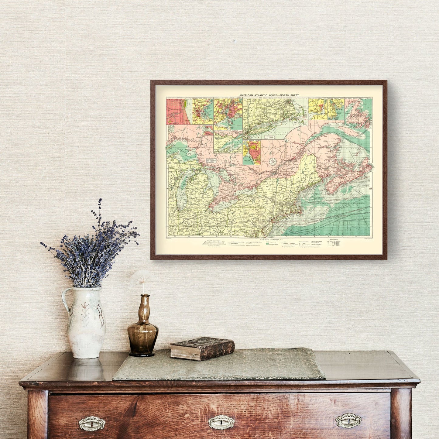 Vintage Map of American Atlantic Ports, 1922