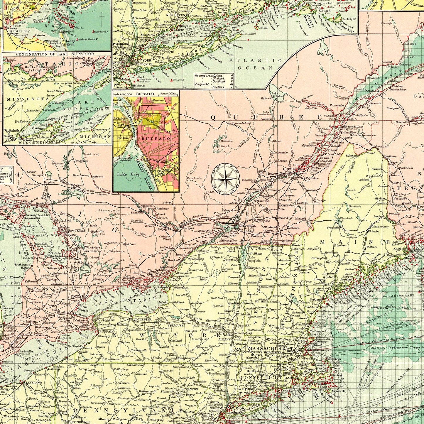 Vintage Map of American Atlantic Ports, 1922